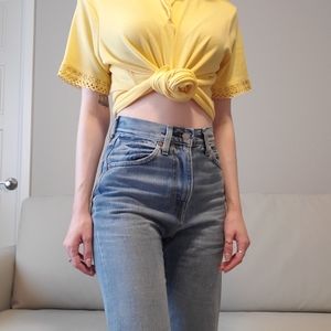 Yellow Lace Collared Shirt